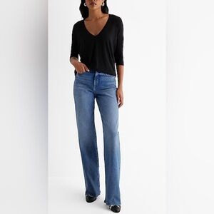 Express Black V-Neck Dolman Sleeve Top